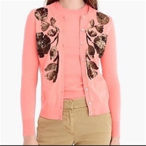 J Crew Sweaters New Sequin Floral Embroidered Cotton Jackie