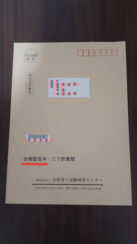 行政書士試験合格証です。 賢聖