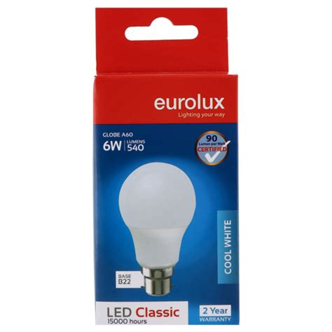 Eurolux Cool White A60 Led Globe 6w Energy Saving And Led Globes Globes Electrical