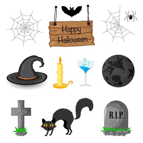 Premium Vector Halloween Set With Traditional Attributes On White