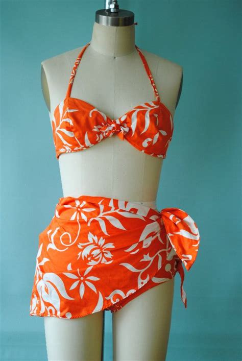 Reserved Vintage 1960s Swimsuit 60s Casual Ceire Orange And Etsy