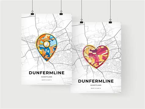 DUNFERMLINE SCOTLAND Minimal Art Map With A Colorful Icon Creative