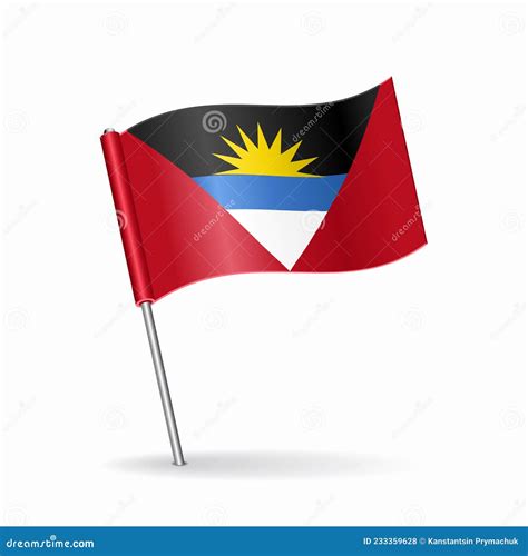 Antigua and Barbuda Flag Map Pointer Layout. Vector Illustration. Stock