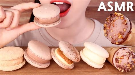 Asmr Chocolate Cone Ice Cream Macarons Eating Sounds Mukbang 초콜릿아이스크림