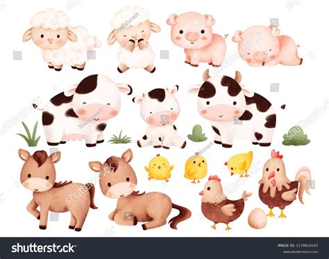 4.450 Watercolor Farm Animals Vector Images, Stock Photos & Vectors ...