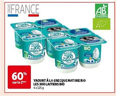 Promo Yaourt La Grecque Nature Bio Les Laitiers Bio Chez Auchan