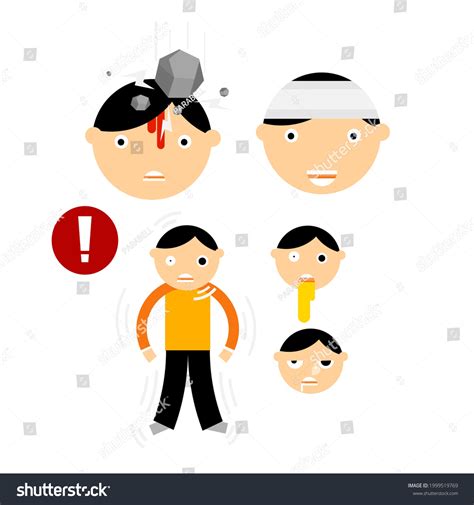 Cartoon Head Injury Accident Truama Brain Stock Vector Royalty Free