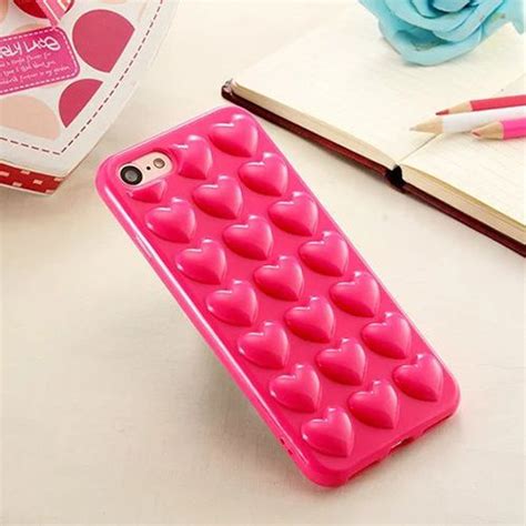 3d Cute Love Heart Glossy Tpu Shockproof Case Cover For Iphone Samsung