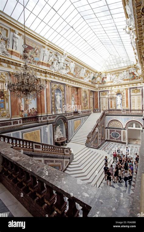 New castle interior and staircase in Herrenchiemsee, Chiemgau, Bavaria ...