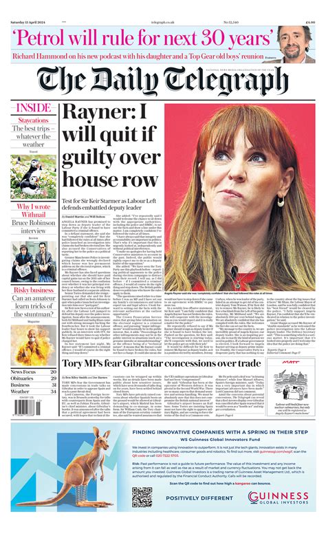 Daily Telegraph Front Page Th Of April Tomorrow S Papers Today