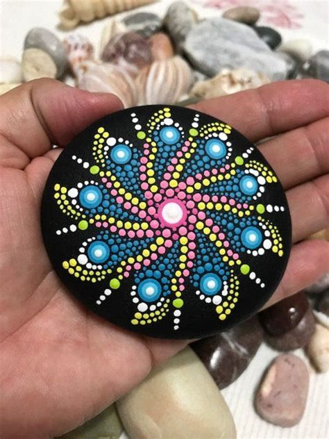 Beautiful Hand Painted Mandala Stone Meditation Stone Dot Mandalas