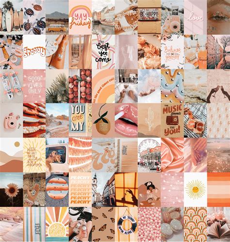 Pink Collage Kit Beige Wall Collage Kit Aesthetic Collage