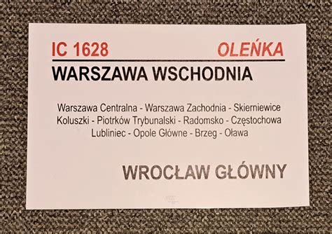 Ic Ole Ka Tablica Relacyjna Pkp Intercity Warszawa Bia O Ka Olx Pl