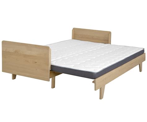 Lit Adulte Gigogne Nature Avec Sommier Extensible Places Matelas Inclus