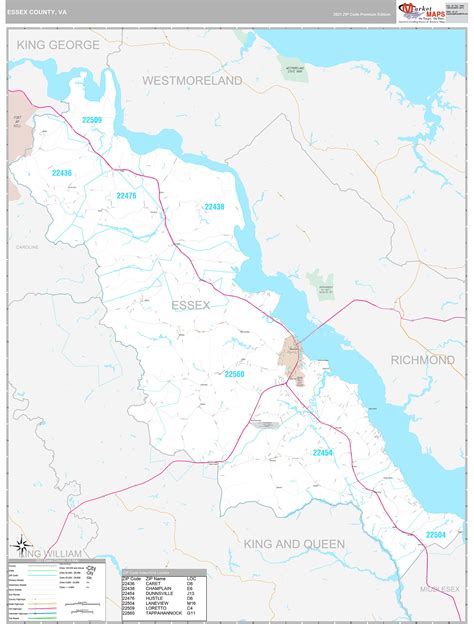 Essex County, VA Wall Map Premium Style by MarketMAPS - MapSales