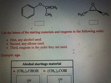 Solved From The List Of Available Starting Materials And Chegg