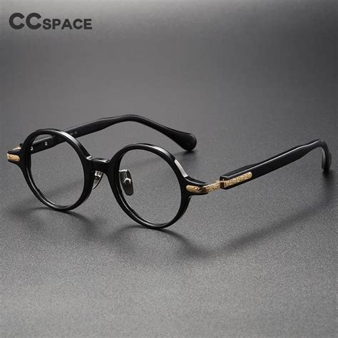 Ccspace Unisex Full Rim Round Acetate Eyeglasses 56385 Titanium Eyeglasses Unique Eyewear