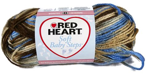 Red Heart Yarn Soft Baby Steps Blue Earth Print Knitting Crochet Craft ...