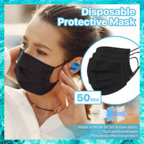 STNDRD 3ply Black 50pcs Ply Disposable Surgical FaceMask Makapal FDA