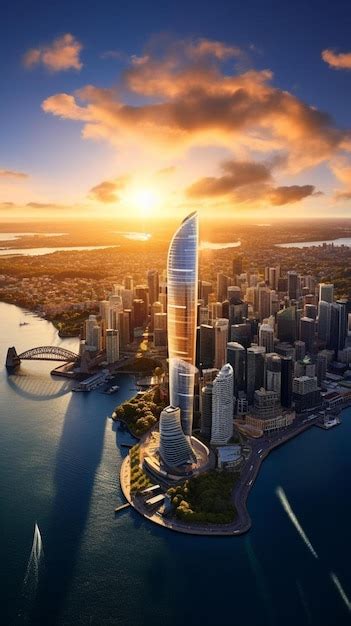 Paisagem Panor Mica A Rea Da Cidade De Sydney Barangaroo Harbour