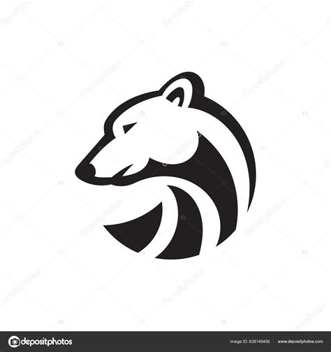 Polar Bear Head Circle Symbol Design Vector Illustration Isolated White