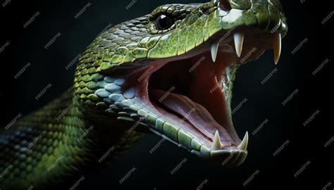 Premium Photo | Hoto green albolaris snake side view animal closeup