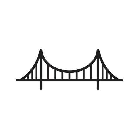 Eps10 Black Vector Golden Gate Bridge Line Art Icon Isolated On White