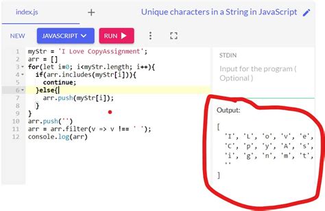 Unique Characters In A String In Javascript Assignment Expert