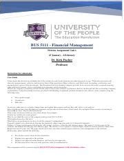 Bus Financial Management Written Assignment Unit Pdf Bus