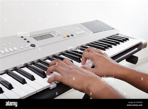 Musician Playing Electronic Piano Stock Photo Alamy