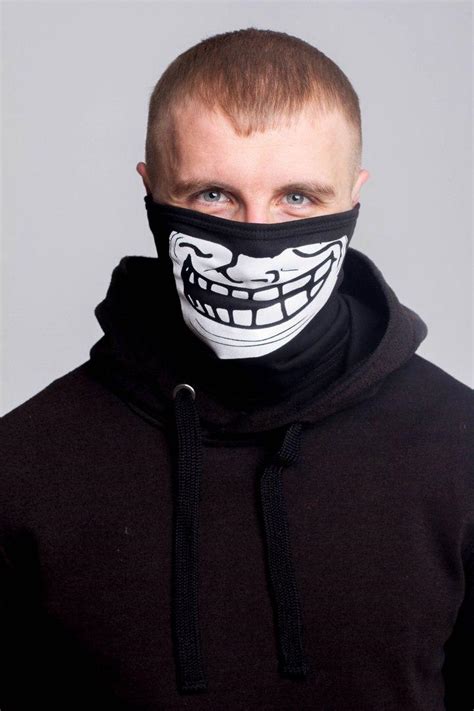 Купити Бафф TrollFace маска на обличчя з принтом чорна зимова літня ...