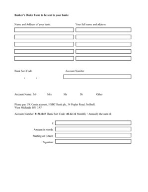 Fillable Online Banker S Order Form To Be Sent To Your Bank Name And