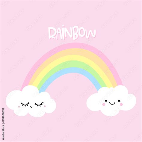 Rainbow With Two Cute Clouds Cute Rainbow Decoration Little Rainbow