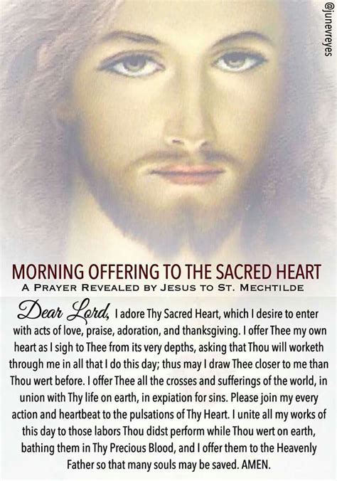 Morning Offering To The Sacred Hedrt Of Jesus Inspirational Prayers