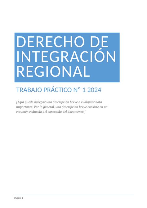 Tp N Derecho De Integraci N Regional Derecho De Integraci N