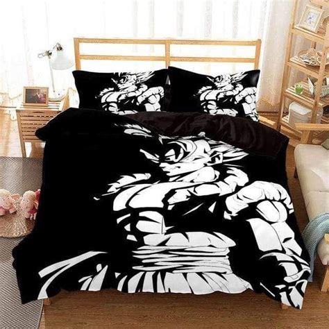 Goku Bed Set Gogeta Dangerous Smirk Black And White Dragon Ball Z Anime