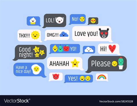 Cloud of messages with cute emoji speech bubbles Vector Image