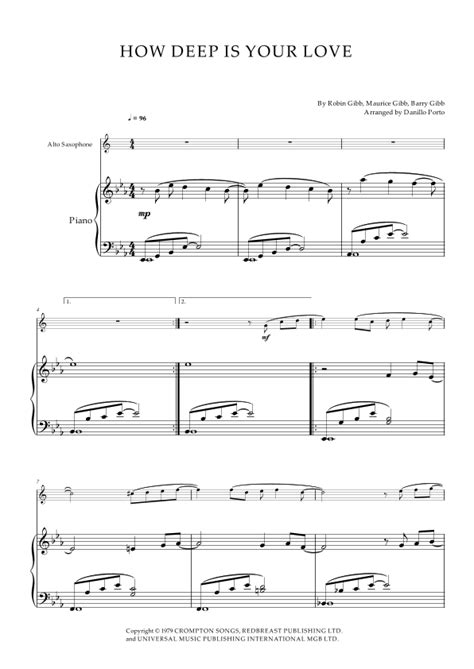 How Deep Is Your Love Arr Danillo Porto By The Bee Gees Sheet Music