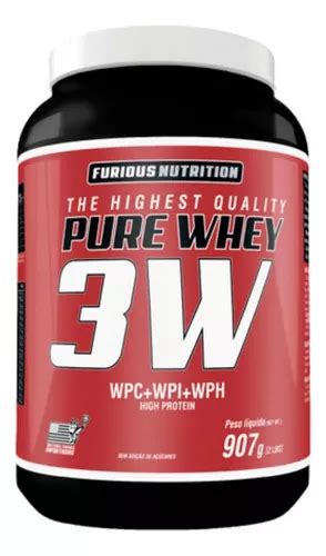 Pure Whey 3w 907g Furious Nutrition Sabor Morango MercadoLivre