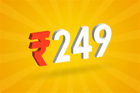 249 Rupee 3d Symbol Bold Text Vector Image 3d 249 Indian Rupee