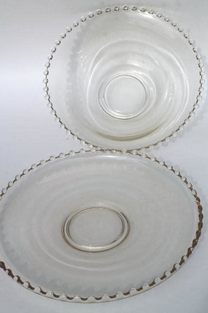 Imperial Candlewick Bead Edge Vintage Elegant Glass Salad Bowl And Sandwich Tray Plate