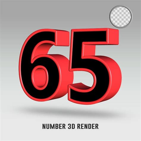 Premium Psd 3d Render Number 65 Black Red Color