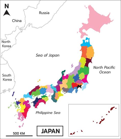 Japan Prefectures Map Colored Be Regions Japanese Vector Image Hot