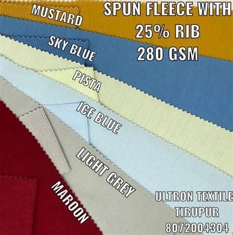 100 Polyester Plain Solids Spun Fleece Fabric GSM 280 GSM At Rs