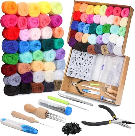 Amazon Mayboos Needle Felting Starter Kit Wool Roving 40 Colors