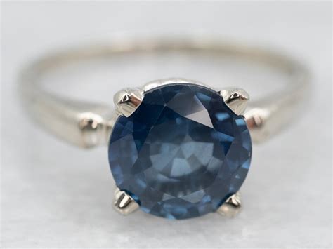 Sapphire Engagement Ring, Solitaire Sapphire Ring, White Gold Sapphire ...