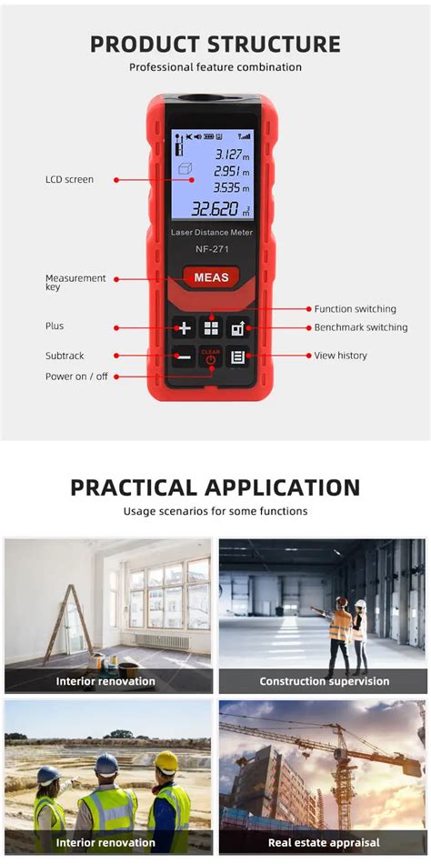 Hedao Portable Classic Laser Measure Handheld Rangefinder 50m 70m