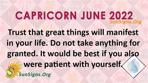 Capricorn June 2022 Monthly Horoscope Predictions SunSigns Org