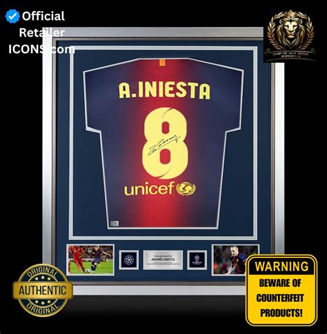 Andres Iniesta Official UEFA Champions League Back Signed And Framed FC