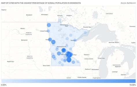 Percentage of Somali Population in Minnesota by City | 2023 | Zip Atlas